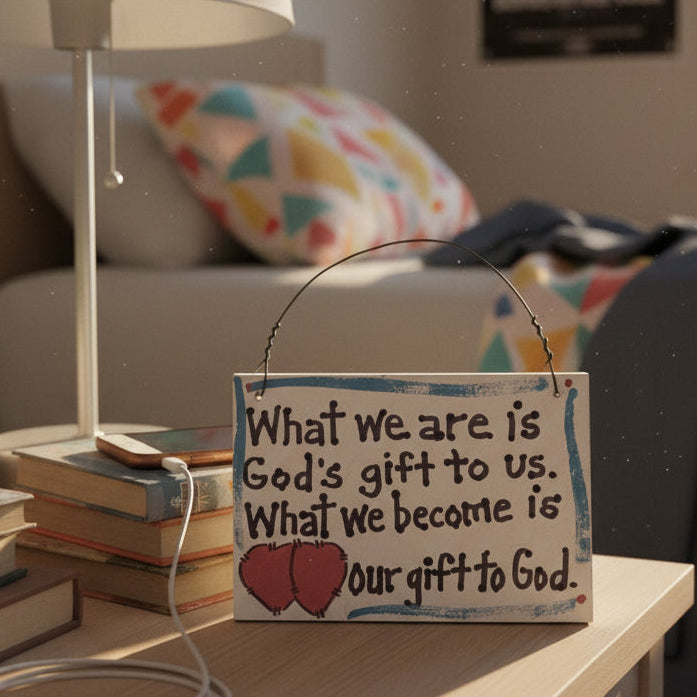 What We Are wooden sign