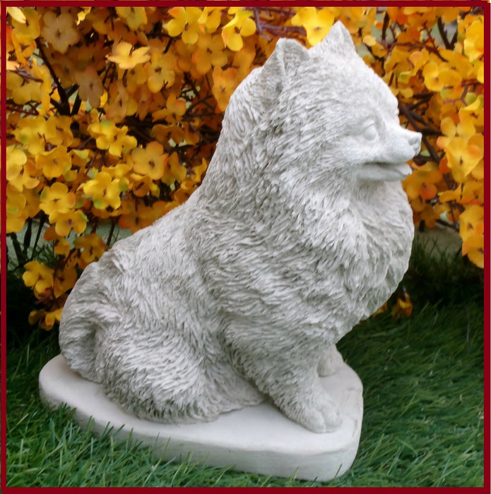 Concrete Pomeranian Statue 4 x 6 x 7.5" high