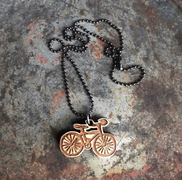 Wooden Bike Necklace Bicycle Jewelry