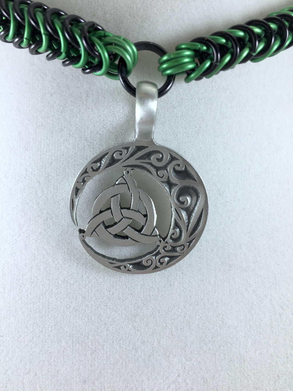 Triquetra and Moon Pendant Necklace, Box Chain, 18-26 Inch, Made to Order