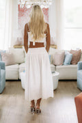Petal Perfection Crop Top and Midi Skirt Set - Off White