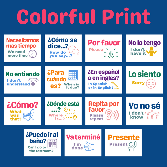 Spanish Poster Set: Classroom Phrases ~ Printable ~ 6 Designs Included ~ Class Display, Wall Art, Visual ~ Home, Elementary, Middle, High School