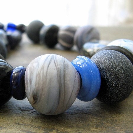 on the blue shore of silence-- blue beaded necklace, large statement necklace-- handmade by thebeadedlily