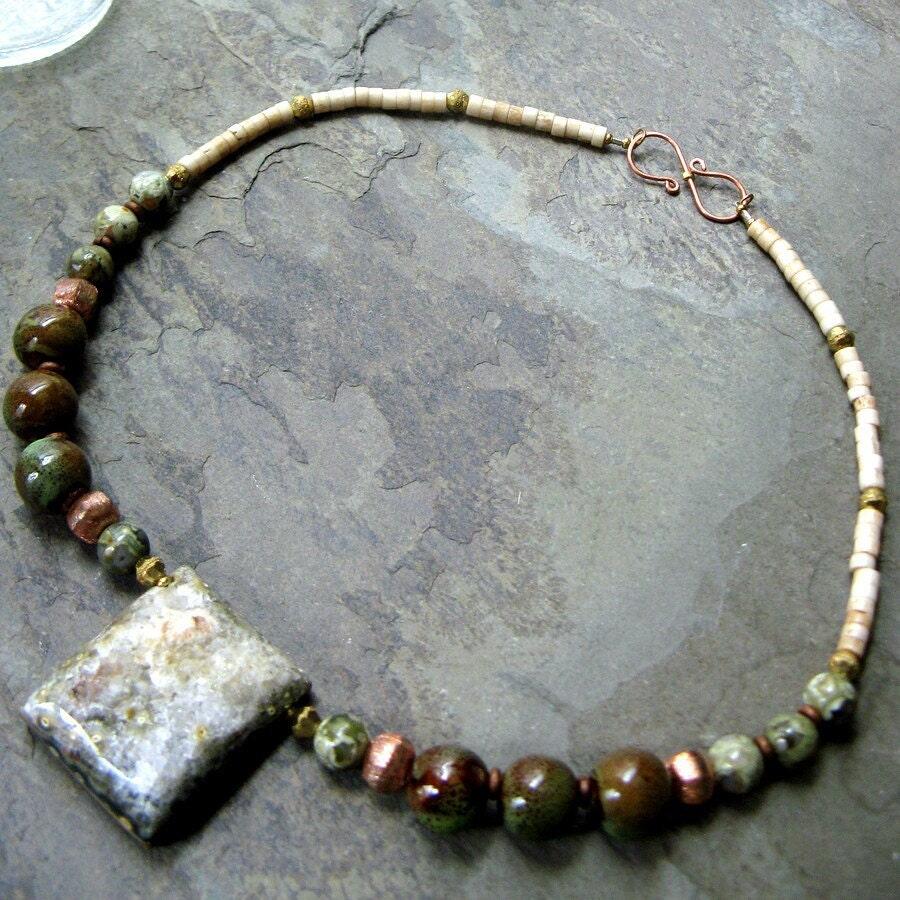 aegeus-- ocean jasper drusy necklace-- handmade by thebeadedlily