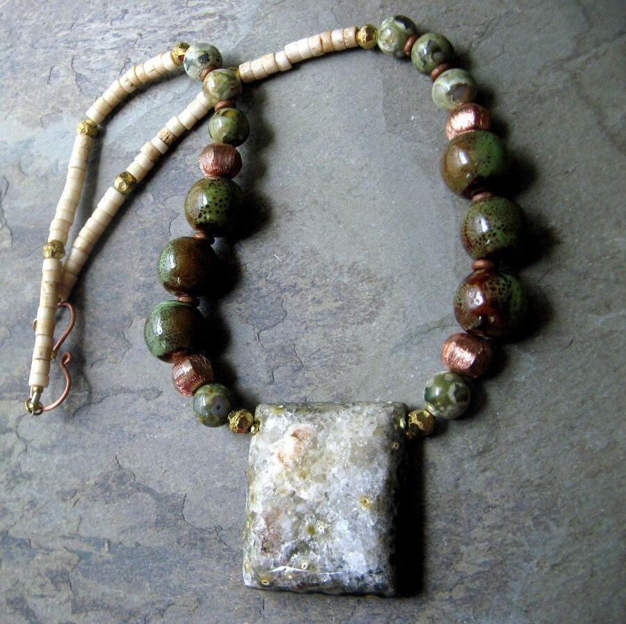aegeus-- ocean jasper drusy necklace-- handmade by thebeadedlily