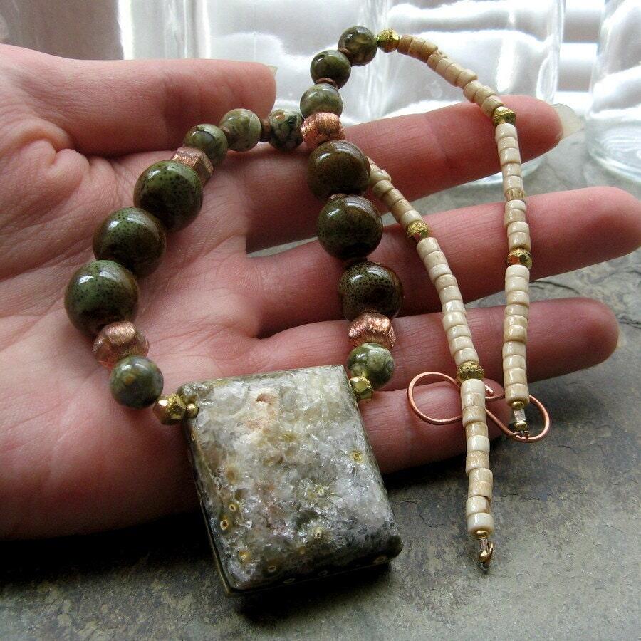 aegeus-- ocean jasper drusy necklace-- handmade by thebeadedlily