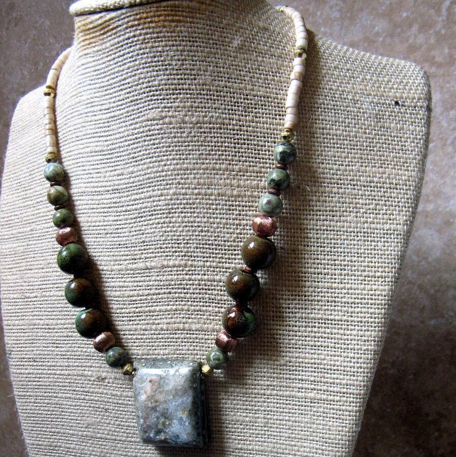 aegeus-- ocean jasper drusy necklace-- handmade by thebeadedlily