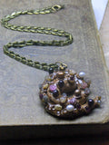 Briny Deep Treasures Necklace Polymer Clay Squid Tenctacle arm Pearls Herkimer Pink Green Black Tourmaline Crystals