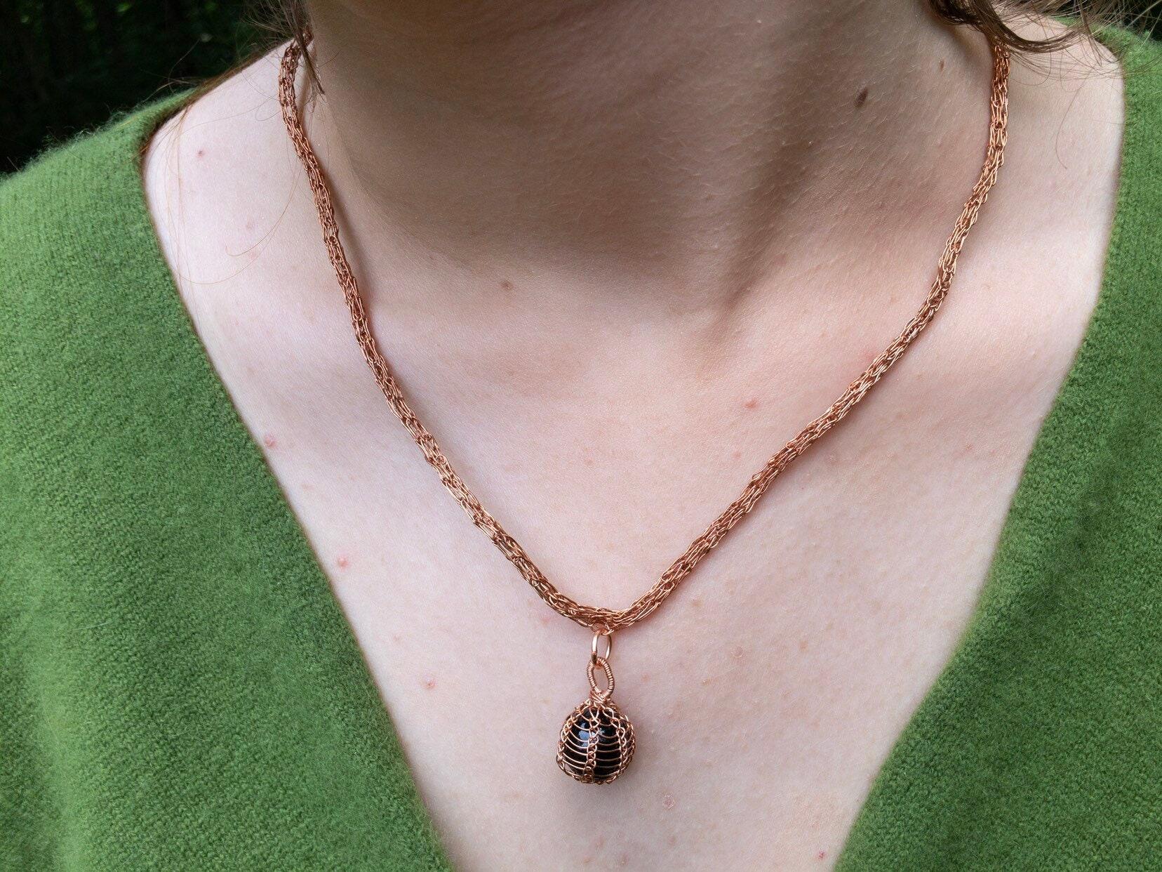 Black Onyx Jewelry Set, Copper Wire Wrapped, Necklace, Earrings, Gifts for Women, Pagan Gifts
