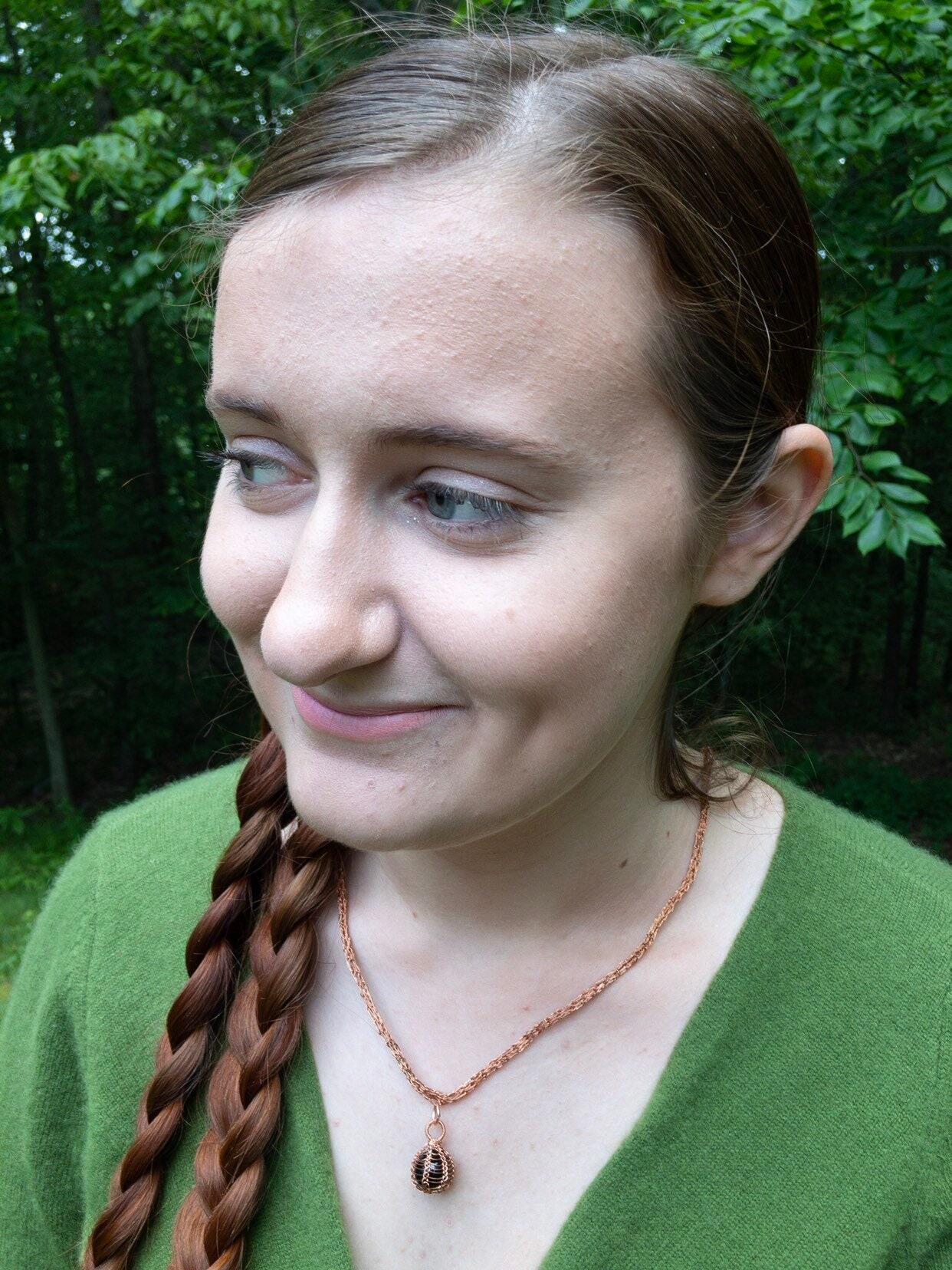 Black Onyx Jewelry Set, Copper Wire Wrapped, Necklace, Earrings, Gifts for Women, Pagan Gifts