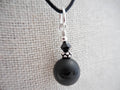 Small Black Onyx Pendant, Onxy and Crystal Dangle