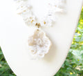 Special occasion natural crystal geode pendant necklace, quartz crystal, BIWA pearls. adjustable necklace, beach wedding, formal gala