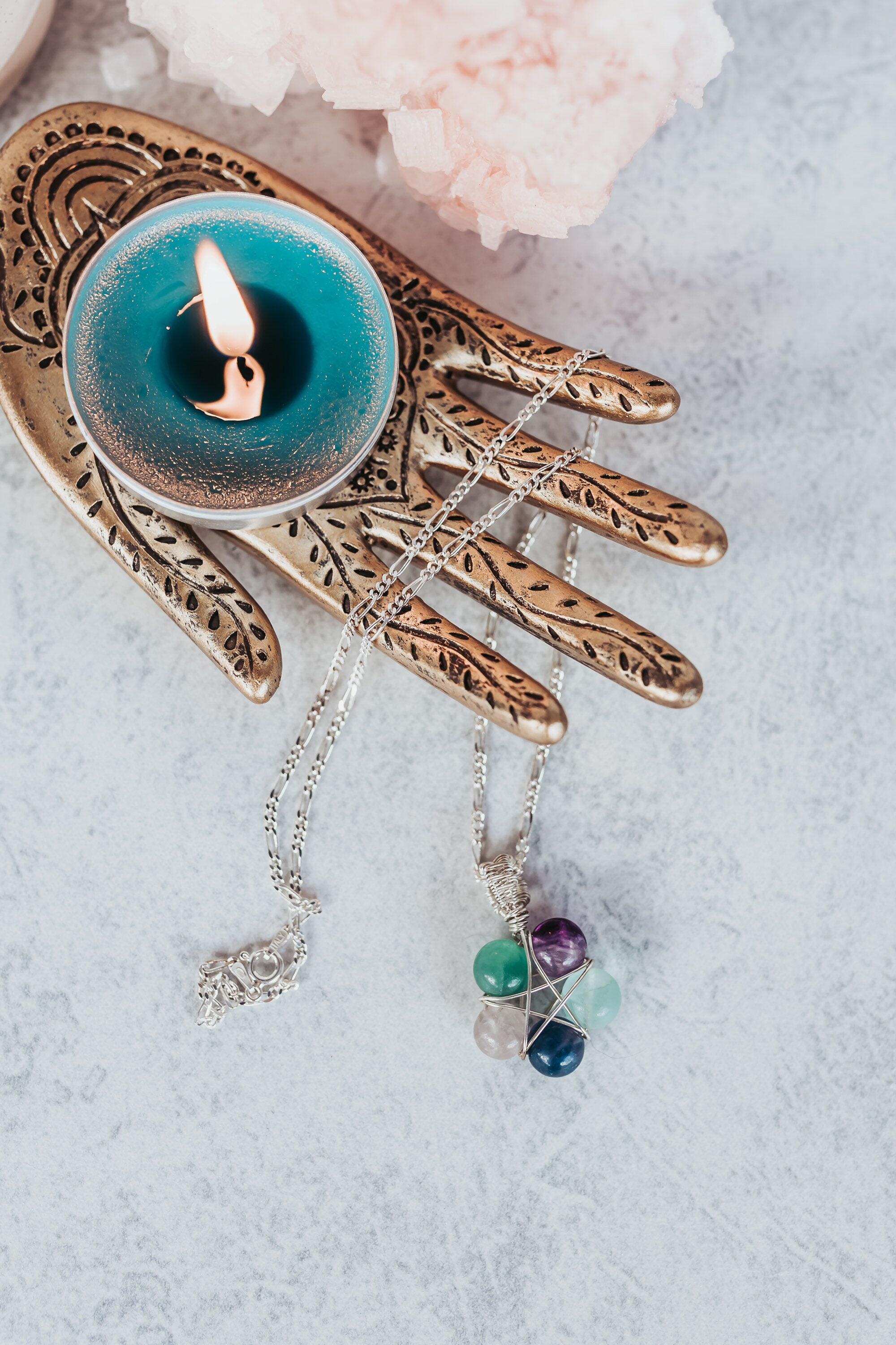 Fluorite Pentagram Necklace, Sterling Silver Necklace, Best Friend Gift, Witch Jewelry
