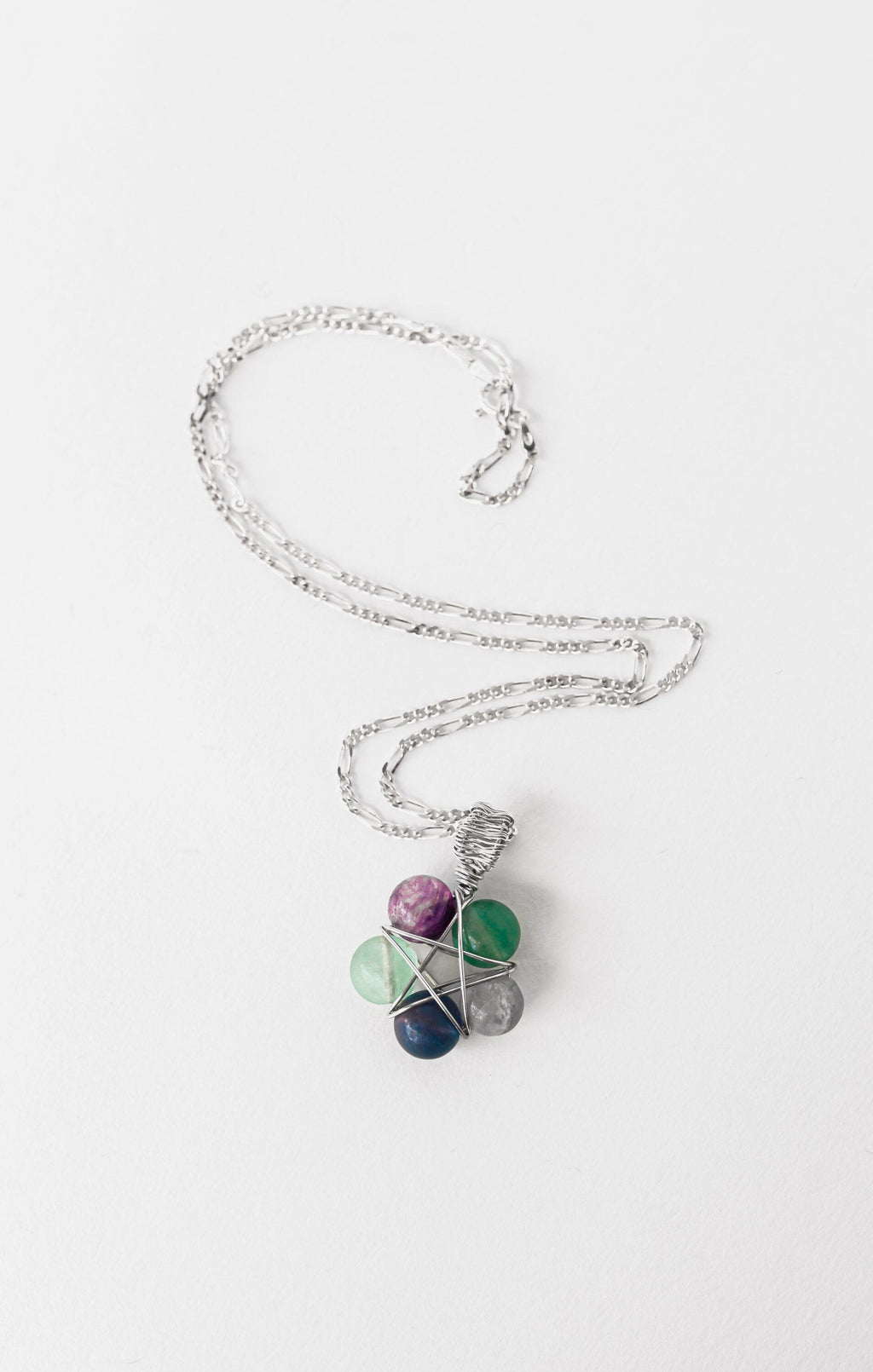 Fluorite Pentagram Necklace, Sterling Silver Necklace, Best Friend Gift, Witch Jewelry