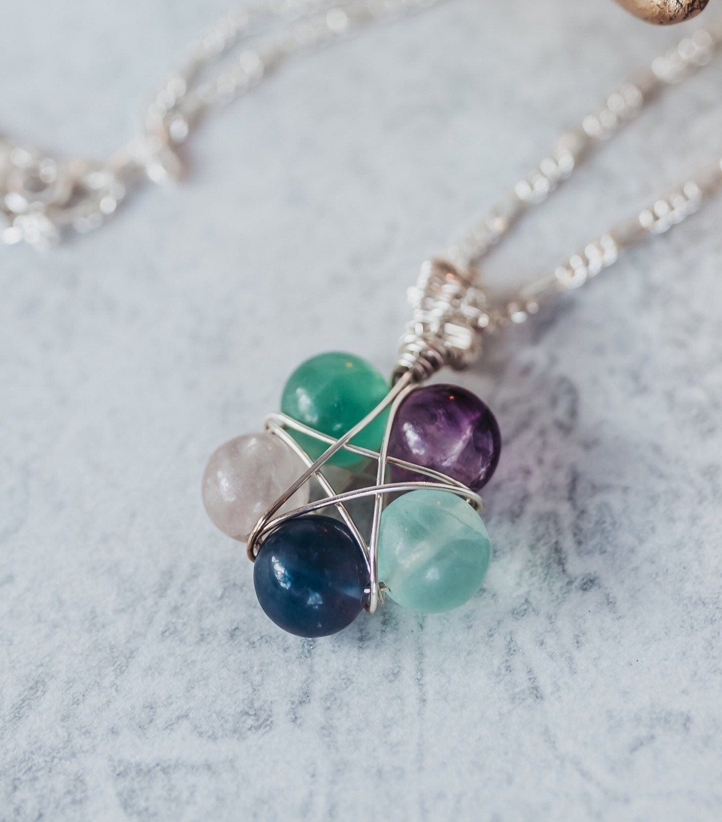 Fluorite Pentagram Necklace, Sterling Silver Necklace, Best Friend Gift, Witch Jewelry