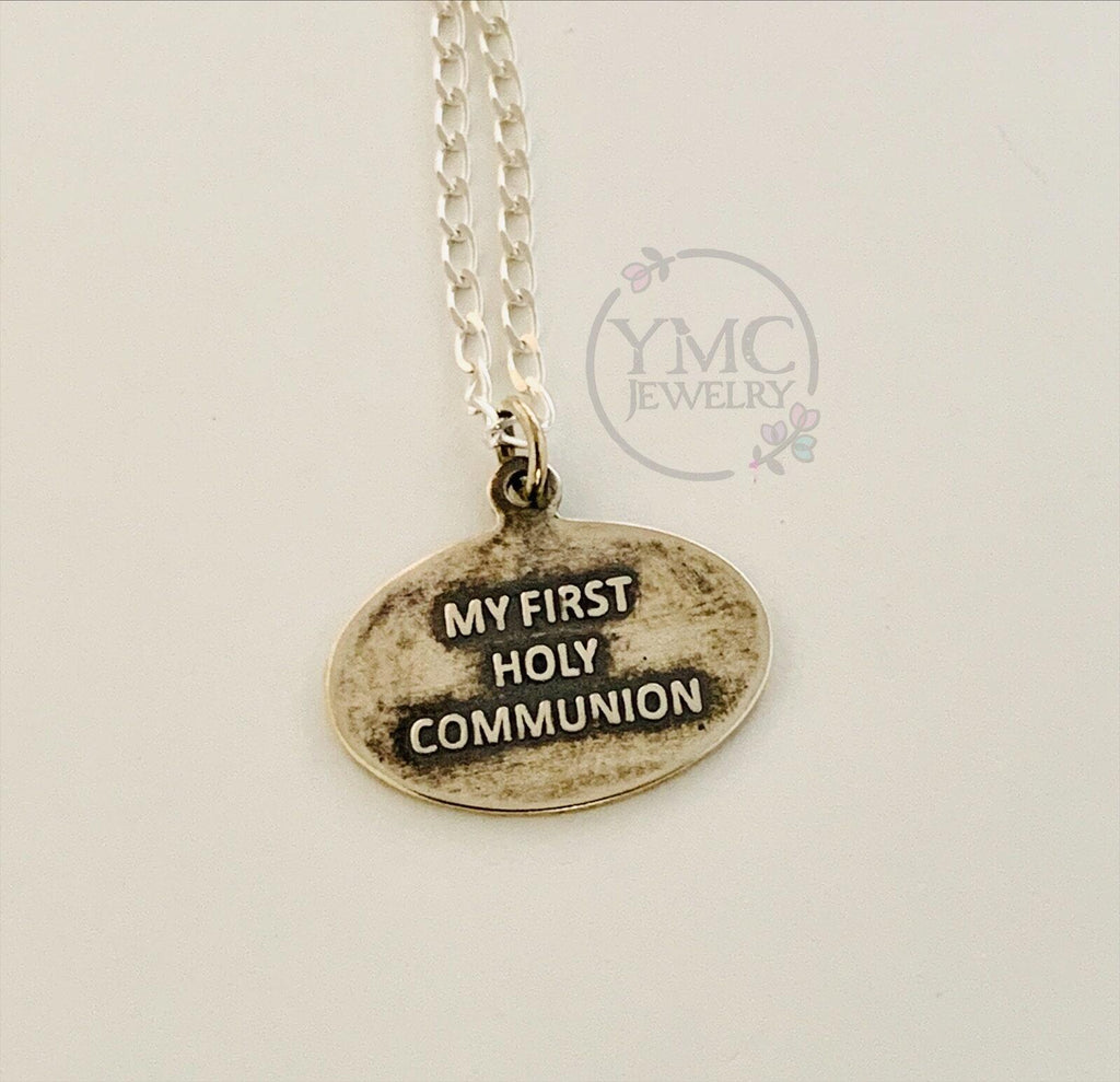 My First Holy Communion Medallion Necklace,Eucharist Medallion Necklace,Body of Christ Necklace,Personalized First Communion Necklace