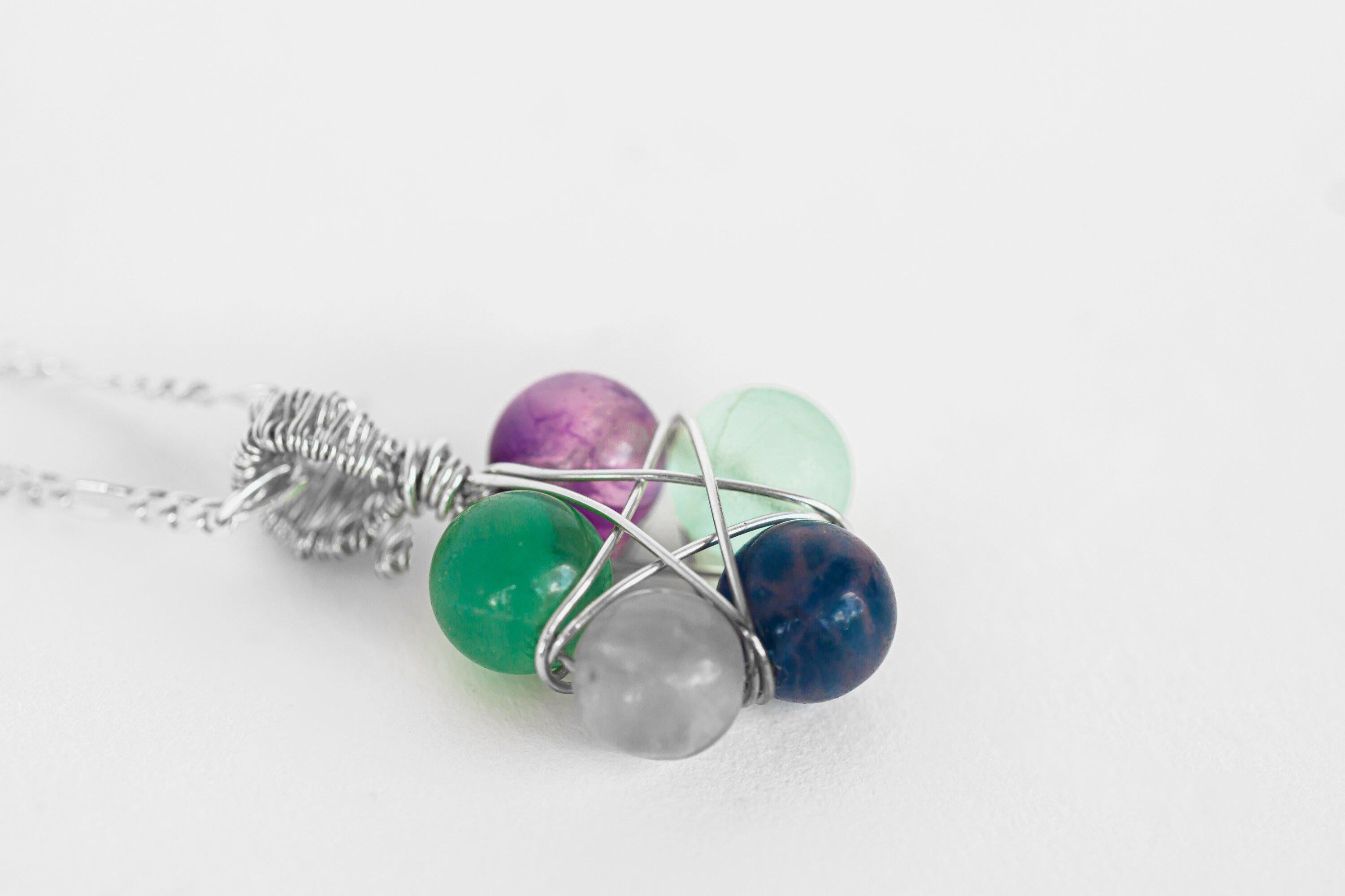 Fluorite Pentagram Necklace, Sterling Silver Necklace, Best Friend Gift, Witch Jewelry