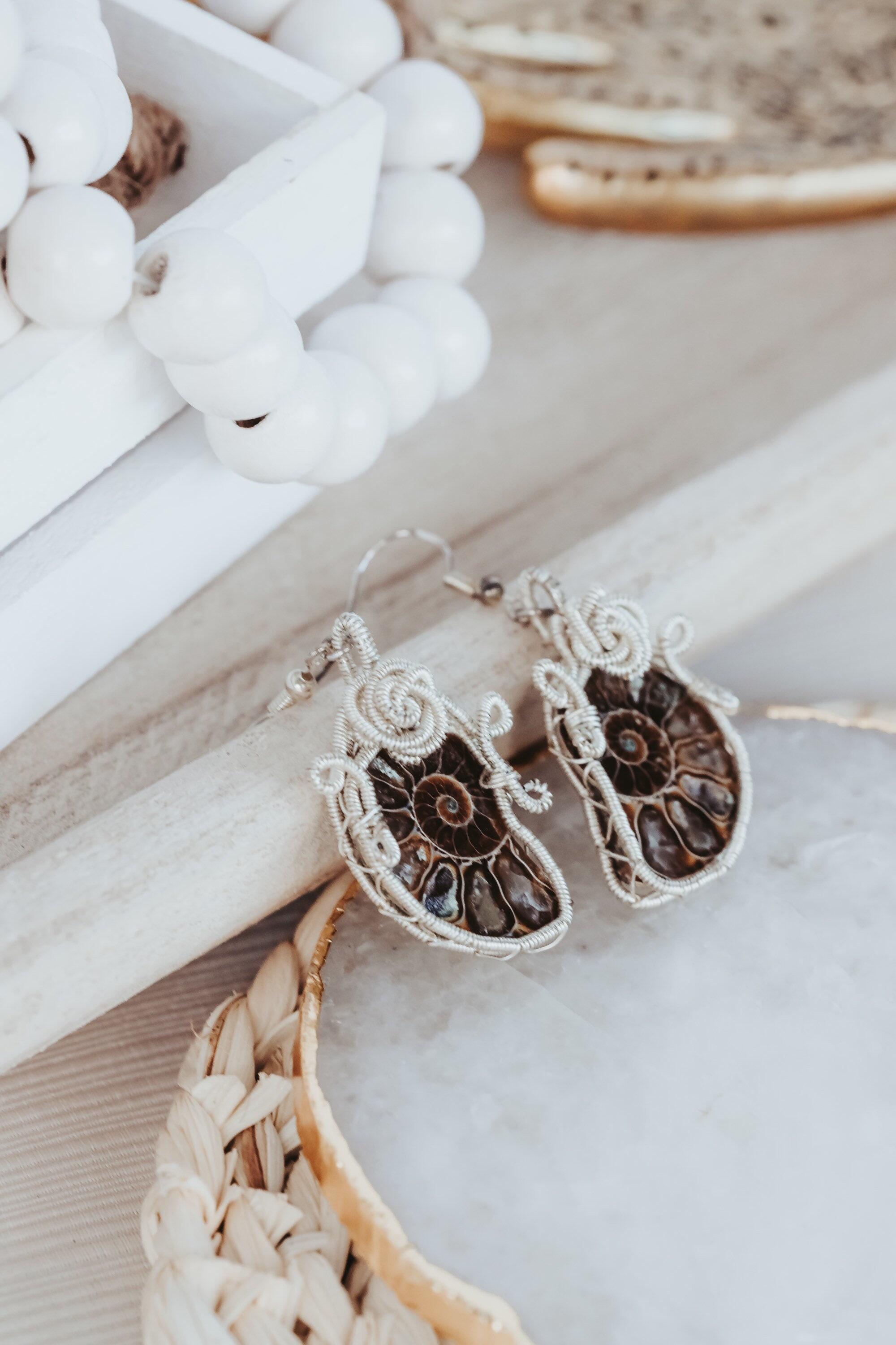 Sterling Siver Wire Wrapped Seashell Earrings, Bridesmaid Proposal Gift, Bridesmaids Gifts