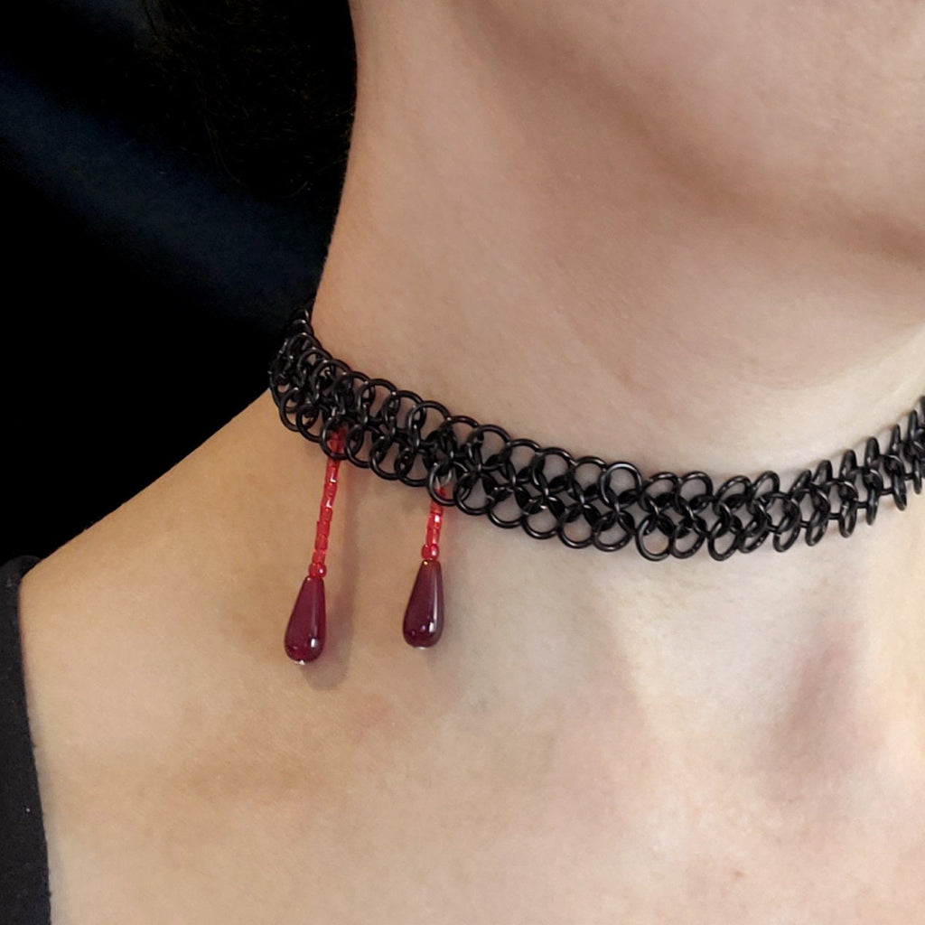 Vampire Bite Choker - Aluminum or Stainless Steel - Adjustable