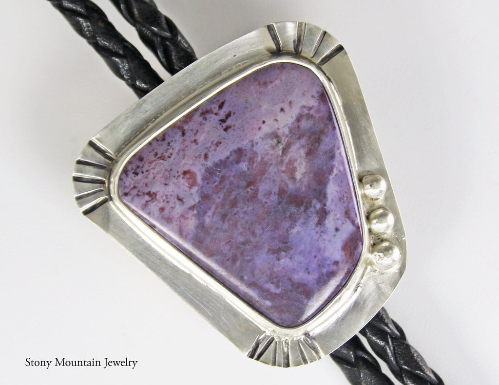 One of a Kind Bolo Tie, Unique Handmade Purple Jade Bolo Tie for Men & Women, Wedding Bolo Tie, Sterling Silver Custom Bolo Tie