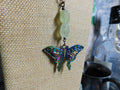 Darling Luna. Metalic Luna Moth pendant & Green Prehnite Chunky Nugget Necklace. 20" Copper Chain Necklace