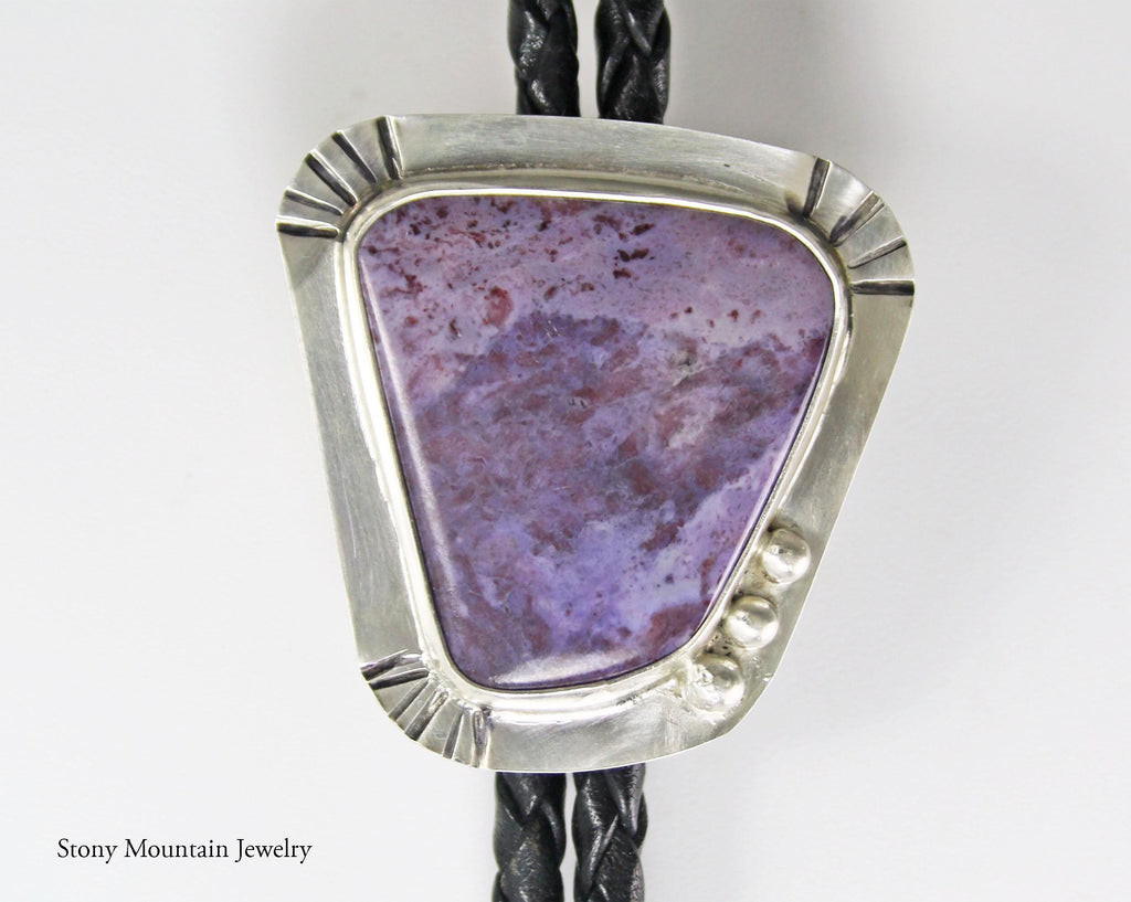 One of a Kind Bolo Tie, Unique Handmade Purple Jade Bolo Tie for Men & Women, Wedding Bolo Tie, Sterling Silver Custom Bolo Tie