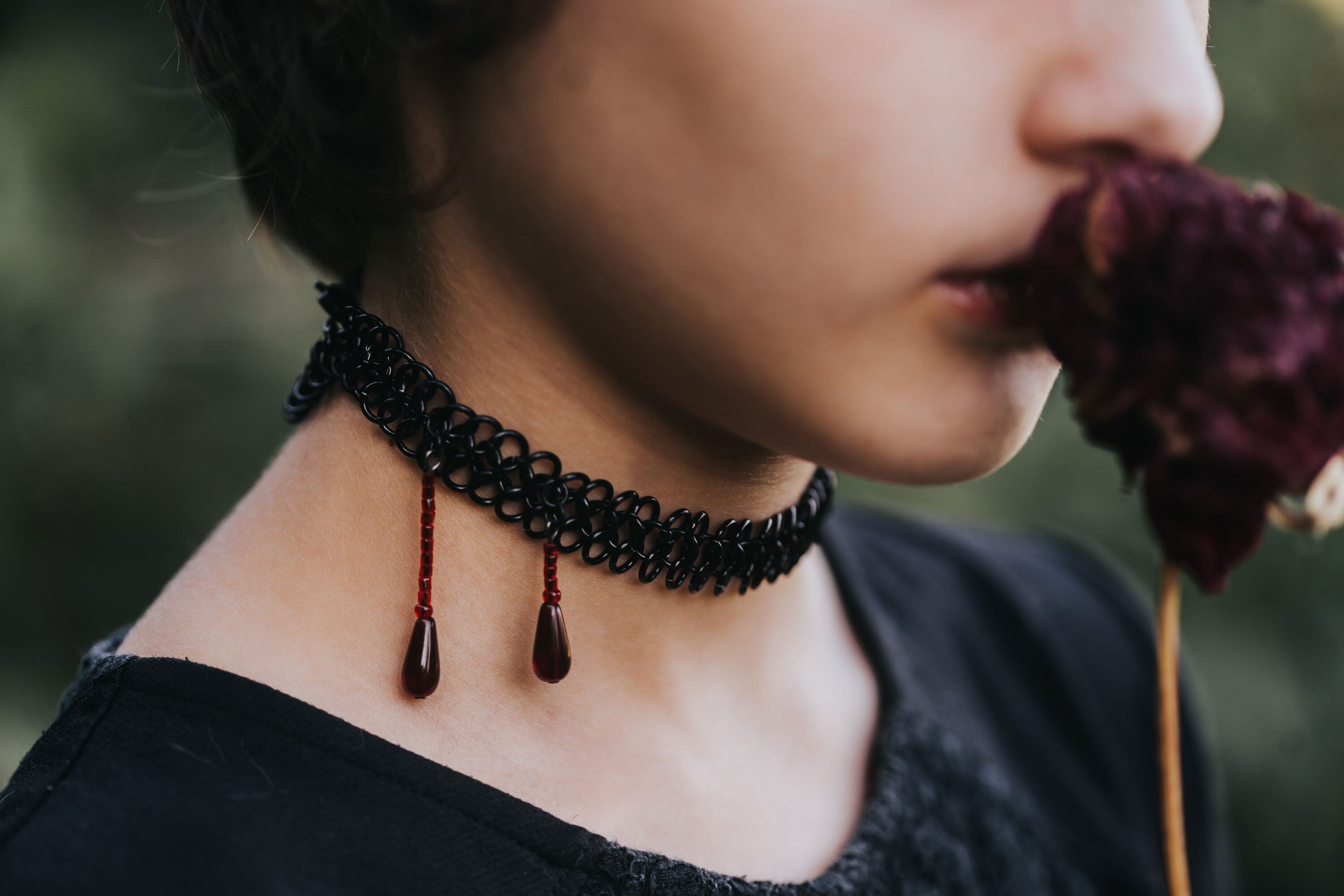 Vampire Bite Choker - Aluminum or Stainless Steel - Adjustable