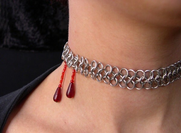 Vampire Bite Choker - Aluminum or Stainless Steel - Adjustable
