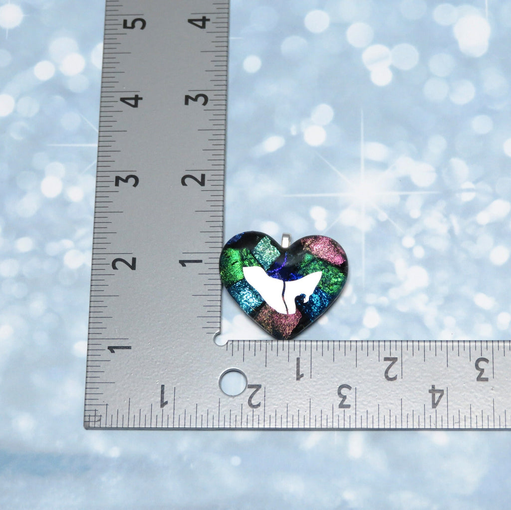 Dichroic Glass Heart Pendant Necklace