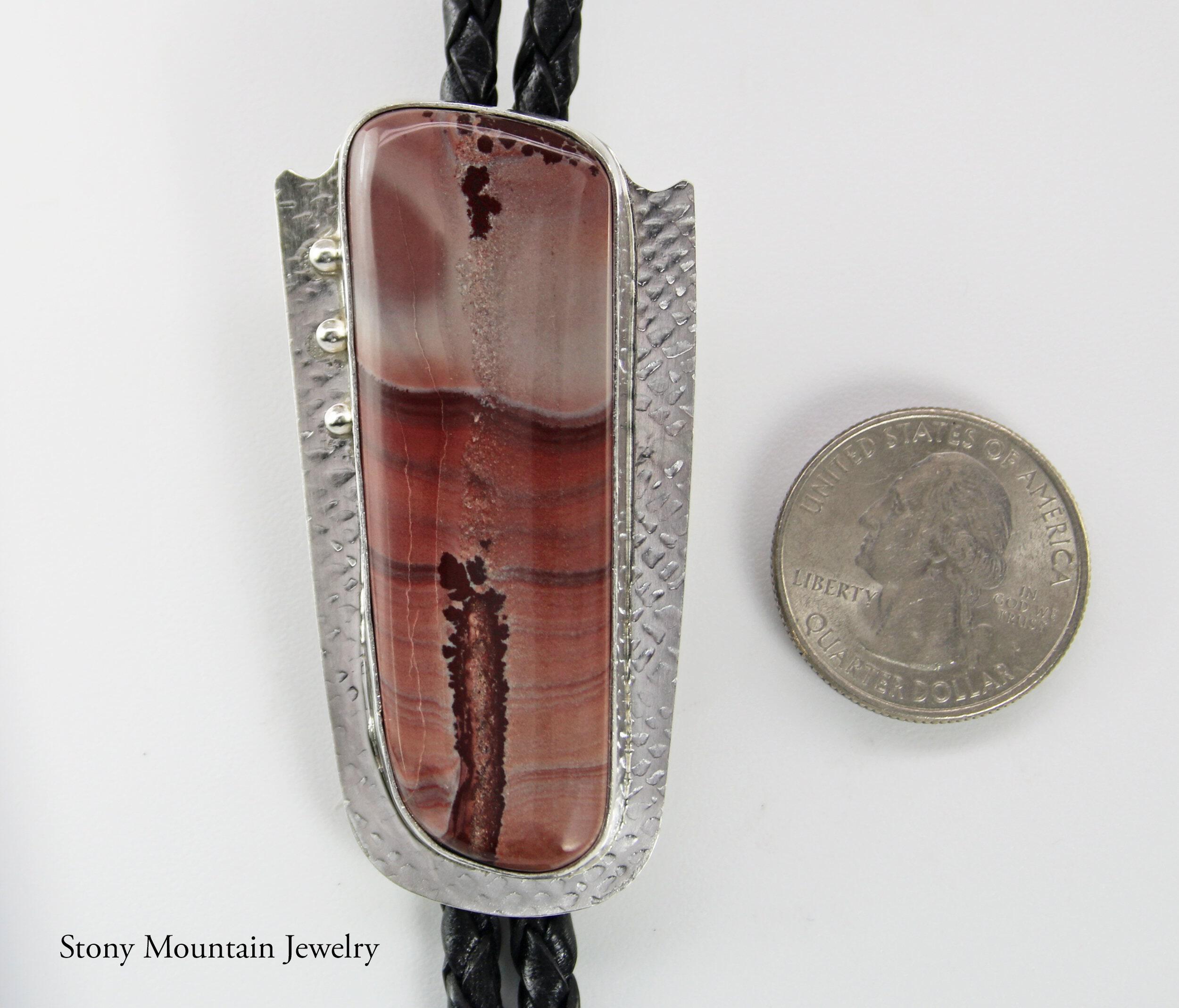 One of a Kind Bolo Tie, Handmade Apache Picture Jasper Bolo Tie, Unique Custom Wedding Bolo Tie, Sterling Silver Bolo Tie for Men or Women