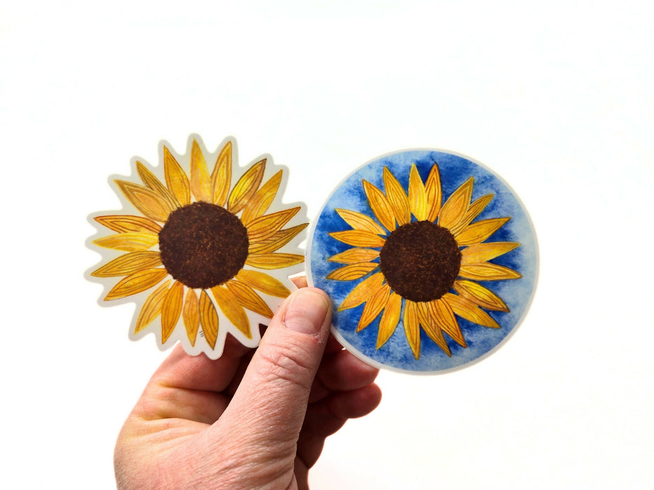 stickers of original sunflower watercolor paintings