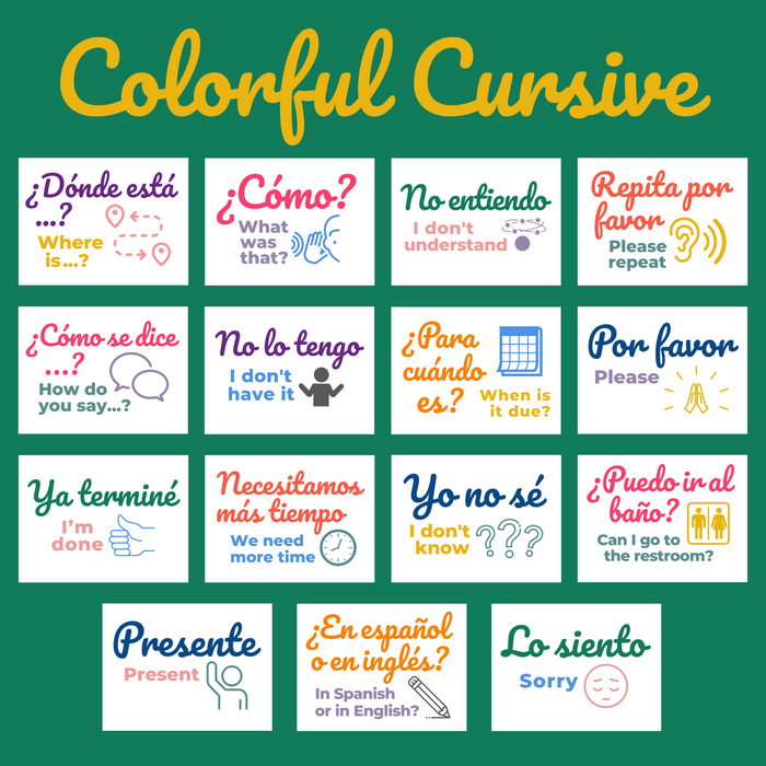 Spanish Class Bulletin Board Printable: Classroom Phrases ~ Set of 15 ~ Boho ~ 6 Designs Included ~ Class Display, Decor