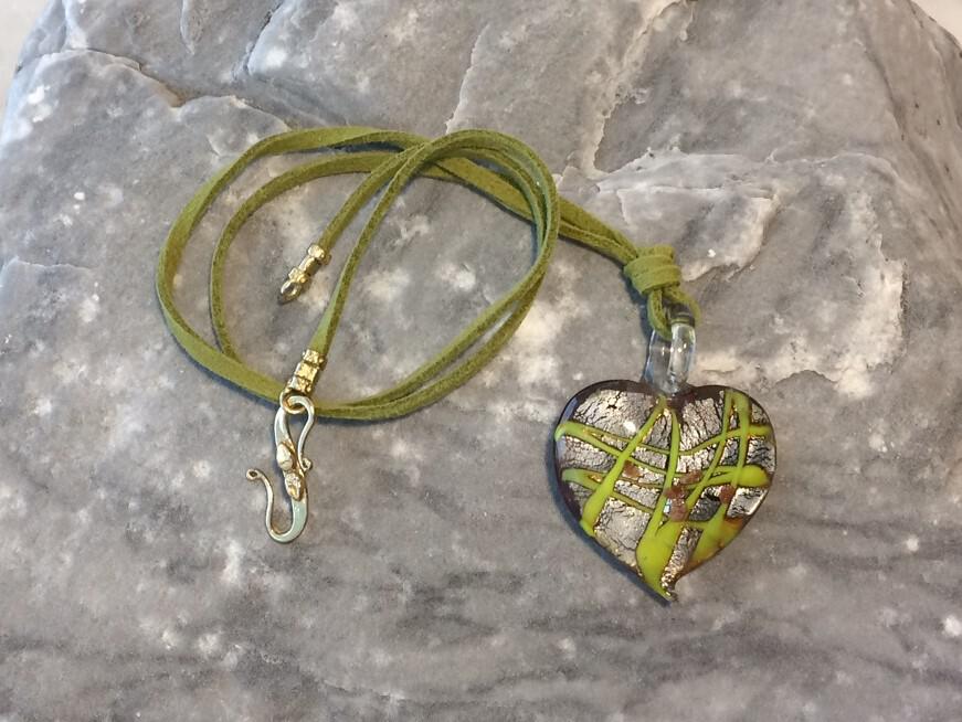 Green foiled heart pendant