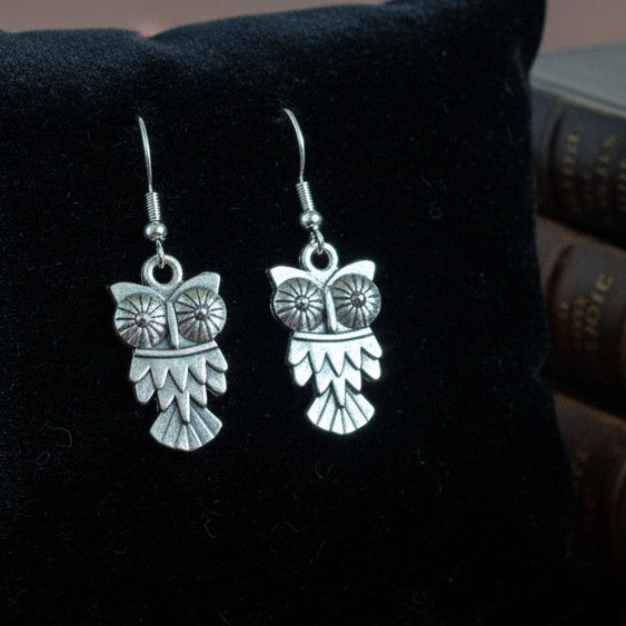 Belva Ann Owl Charm Earrings