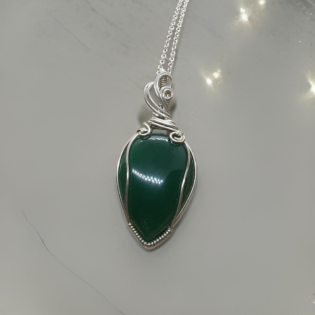 Jade Pendant wrapped in Sterling Silver