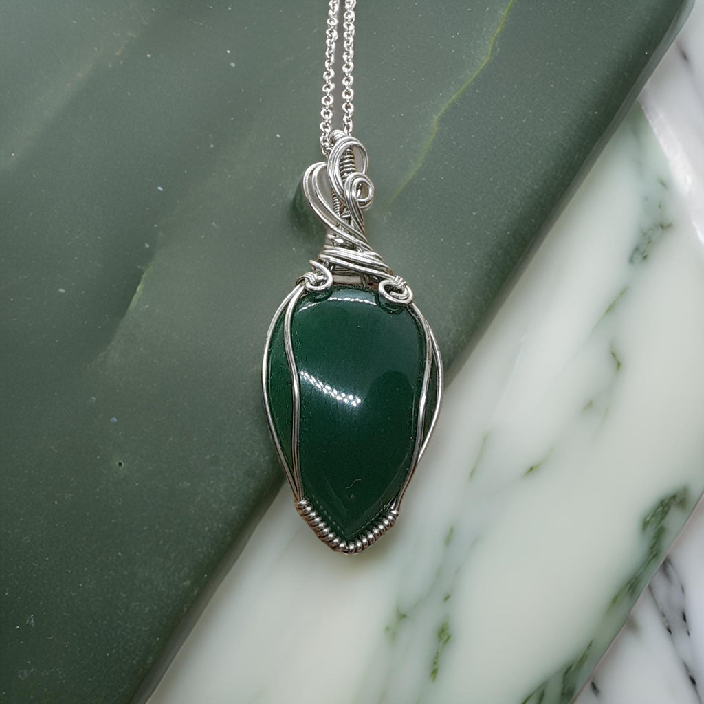 Jade Pendant wrapped in Sterling Silver