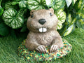 Whimsical Groundhog Concrete 7.75 x 7.75 x 5.5" High