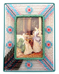 Metal wire picture frame with beaded stripes and flower designs pf50