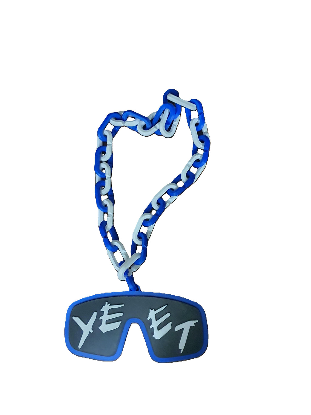 Jey Uso Yeet Glasses Inspired WWE Wrestling Necklace Chain 32" Raised Letters Blue Fan Hype Bling Survivor Series Royal Rumble WrestleMania